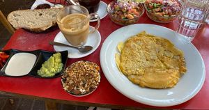 Vegan breakfast at Cafe Meshulash in Tel Aviv