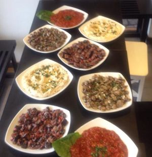 different plates at Hummus Bar in Lund