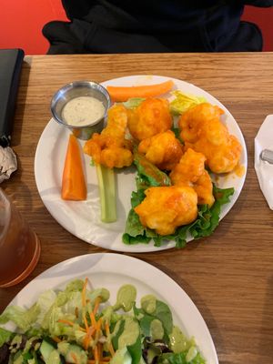 Buffalo Cauliflower bites at The Dancing Dog in Urbana