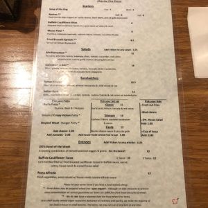 Menu at The Dancing Dog in Urbana