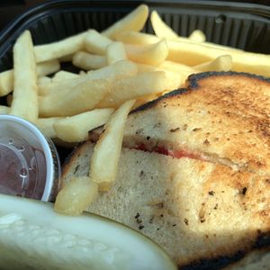 Reuben with fries!! at The Dancing Dog in Urbana