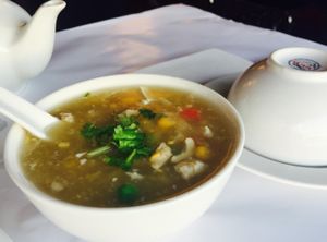 Sweet corn soup at Chanhouse in Doncaster