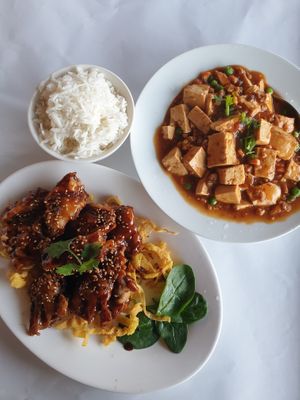 Szechuan tofu, and Black vinegar spare ribs ($22.50 each) at Chanhouse in Doncaster