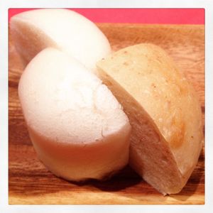 Christmas course #2 warm rice and wheat rolls at Little-Heaven in Kyoto