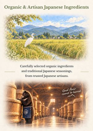 Selected Japanese ingredients, including organic rice and traditionally made seasonings from trusted producers. at Ermine's Kitchen in Kyoto