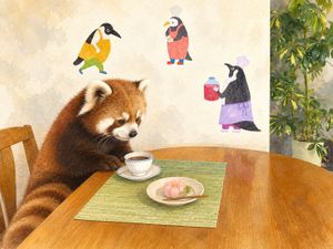 A quiet moment with one of Ermine’s little friends. at Ermine's Kitchen in Kyoto
