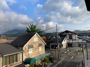 View toward the mountains of Arashiyama from our 3rd-floor dining room. at Ermine's Kitchen in Kyoto
