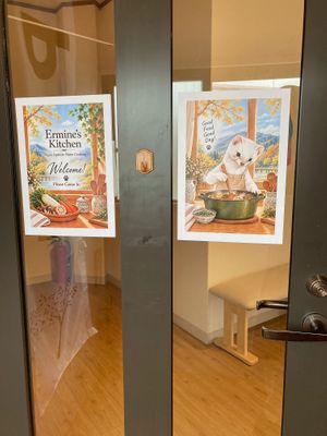 A little welcome at the entrance at Ermine's Kitchen in Kyoto