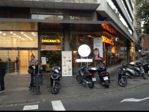 Outside at Organic's in Barcelona
