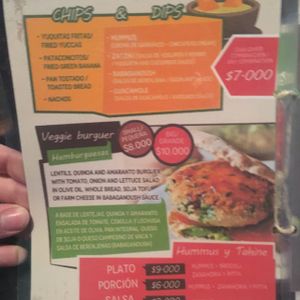 menu at El Punto Veggie in Salento