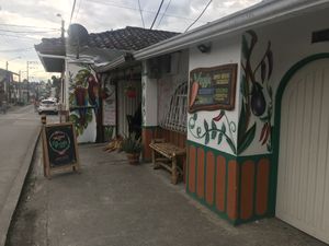 Outside at El Punto Veggie in Salento