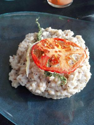 Rice and mushrooms at Cor Verd in Igualada