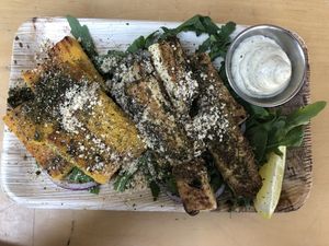 Polenta and tofu at Alegria in Tel Aviv