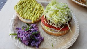 Vegan burger with curry aioli at Alegria in Tel Aviv