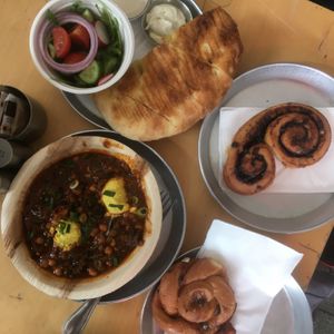 Shakshuka and pastries  at Alegria in Tel Aviv