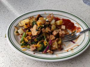 Hippie scramble at Cafe One in Fort Bragg