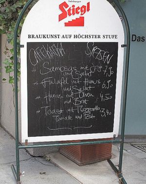 menu at Cafe Kafka in Vienna