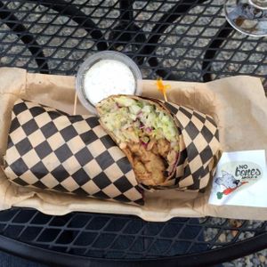 Buffalo Coconut Seitan Wrap at No Bones About It - Food Truck in Seattle