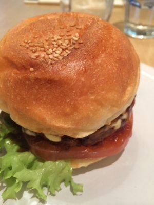 Non-meat burger at Organic Burger Kitchen in Osaka
