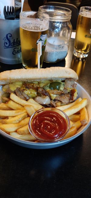 Philly cheese steak with fries at MARIA in Berlin