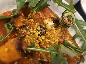 Involltini with cashew mushroom cream filling. Delicious!  at MARIA in Berlin