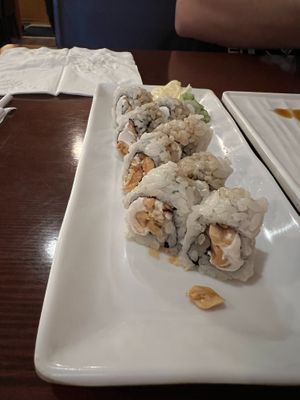 Peanut Roll- roasted peanuts and Tofutti cream cheese with vegan eel sauce at Sushiko in Jacksonville