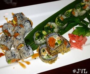 Sweet Potato Tofutti roll, Icy Veggie Roll and Tempura roll, all vegan, from Sushiko at Sushiko in Jacksonville