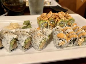 Buddha Roll, vegan chicken tempura roll, and Fruit Cake roll  at Sushiko in Jacksonville