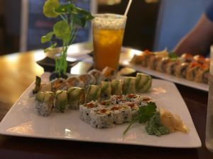 Vegan dynamite, vegan dragon roll, and vegan Chicago spicy roll at Sushiko in Jacksonville