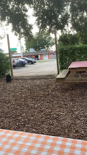 Outside seating area at Dharma Southern Chick'n in Orlando