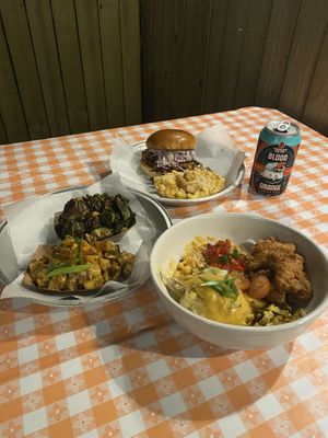 Brussels, tots, Jack fruit BBQ at Dharma Southern Chick'n in Orlando