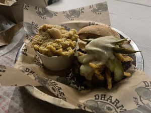 Brew burger / Mac n cheese  at Dharma Southern Chick'n in Orlando