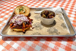 The Orange Bird with Crispy Brussels. at Dharma Southern Chick'n in Orlando