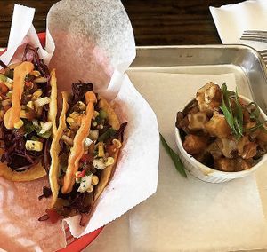 Cheezy potatoes  at Dharma Southern Chick'n in Orlando