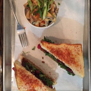 Florida Fried Green Tomato Sandwich  at Dharma Southern Chick'n in Orlando