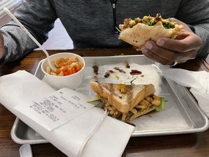 Carolina bbq and regular Mac my hubby did not eat all the regular Mac   at Dharma Southern Chick'n in Orlando