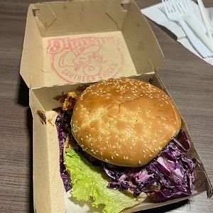 the orange bird at Dharma Southern Chick'n in Orlando