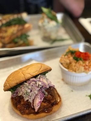 The Orange Bird sandwich with Mac-n-cheese  at Dharma Southern Chick'n in Orlando