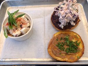 Orange bird with a side of potato salad at Dharma Southern Chick'n in Orlando