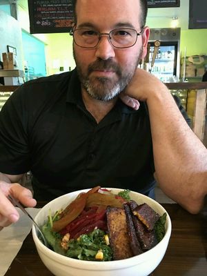 delicious hail kale salad with tempeh at Dharma Southern Chick'n in Orlando