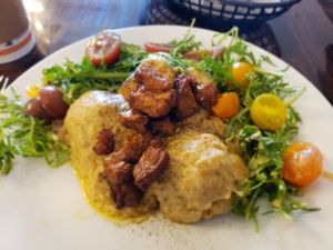 biscuits and gravy. at Dharma Southern Chick'n in Orlando