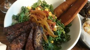 Hail kale salad with bbq seitan bacon at Dharma Southern Chick'n in Orlando