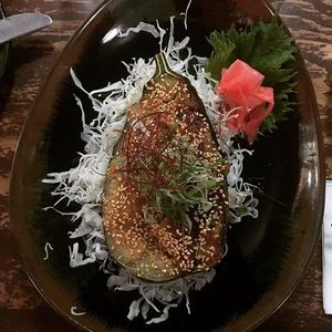 Miso-glazed eggplant (highly recommend!) at Yatai Japanese Izakaya in Palmerston North