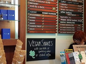 Vegan ice and shakes menu at Marks in Maastricht