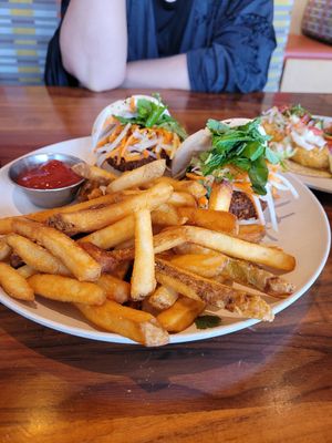 Chicken Katsu and fries at Veggie Grill by Next Level - Tustin Marketplace in Irvine