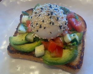 Avocado toast with poached egg   at Veggie Grill by Next Level - Tustin Marketplace in Irvine