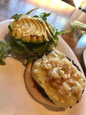 Quinoa & Veg burger with grilled onions instead of pickled, add avocado  at Veggie Grill by Next Level - Tustin Marketplace in Irvine