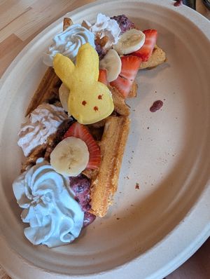 Easter waffle special 🐰 at Green Cup Cafe in Fort Myers