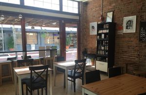 Light, open, comfortable space to sip tea or a delicious smoothie. at Green Cup Cafe in Fort Myers