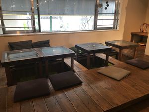 Loved the traditional style seating  at Smoothie etc. in Kyoto